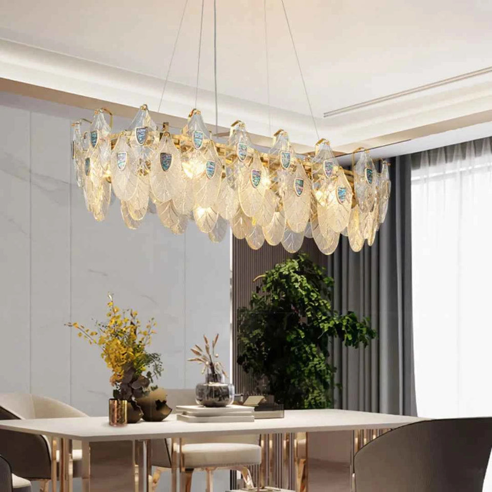 Feather Crystal Abalone Chandelier