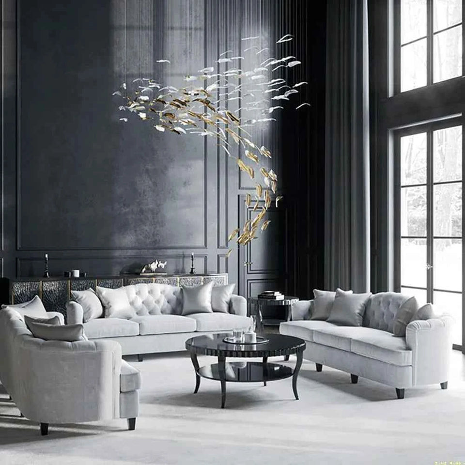 Feather Handblown Glass Chandelier