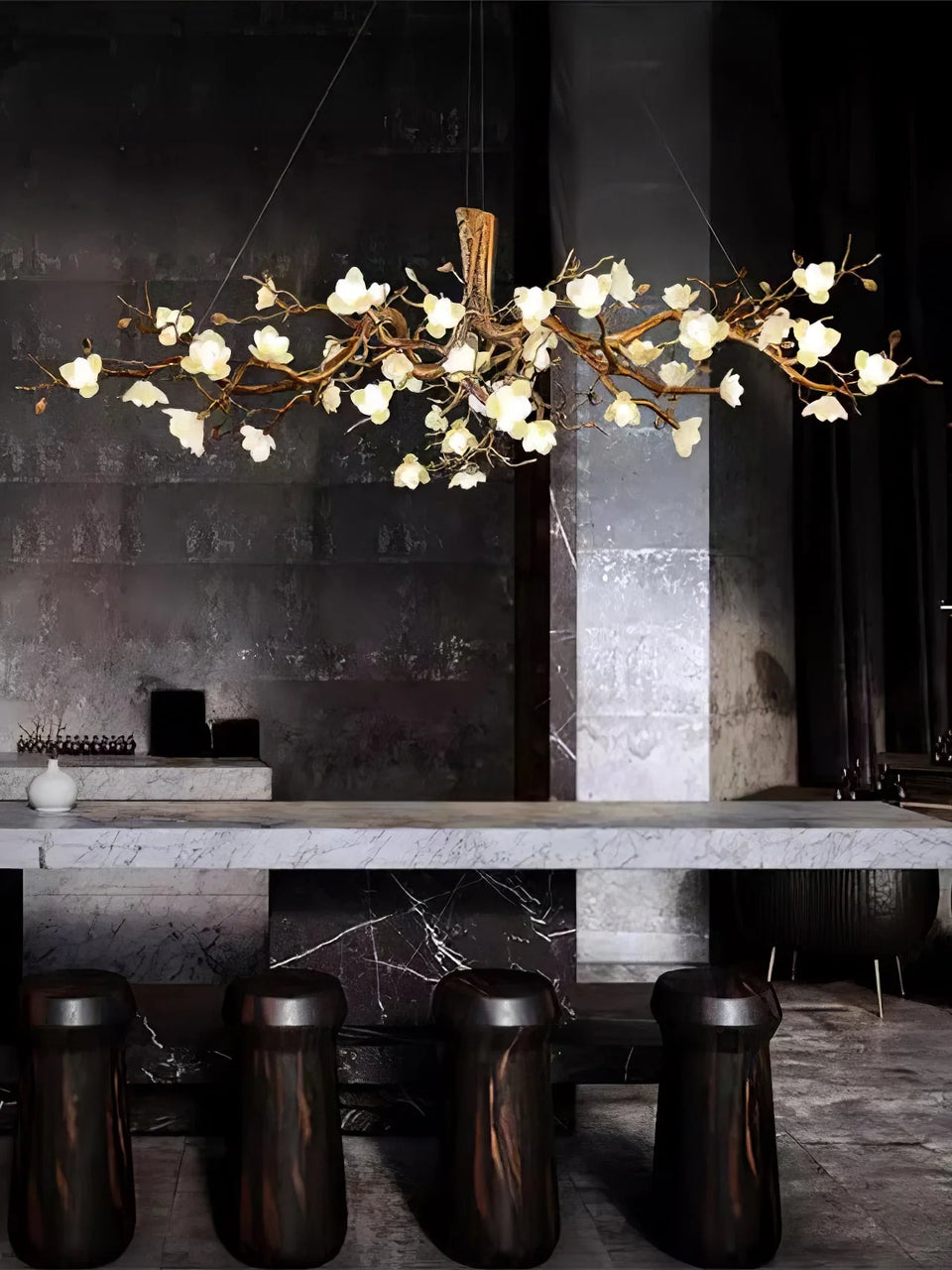 Flower Bloom Branch Brass Chandelier