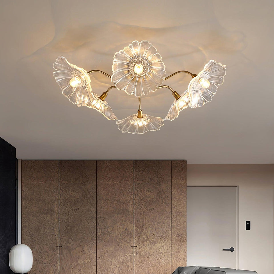 Lotus Leaf Glass Ceiling Lamp