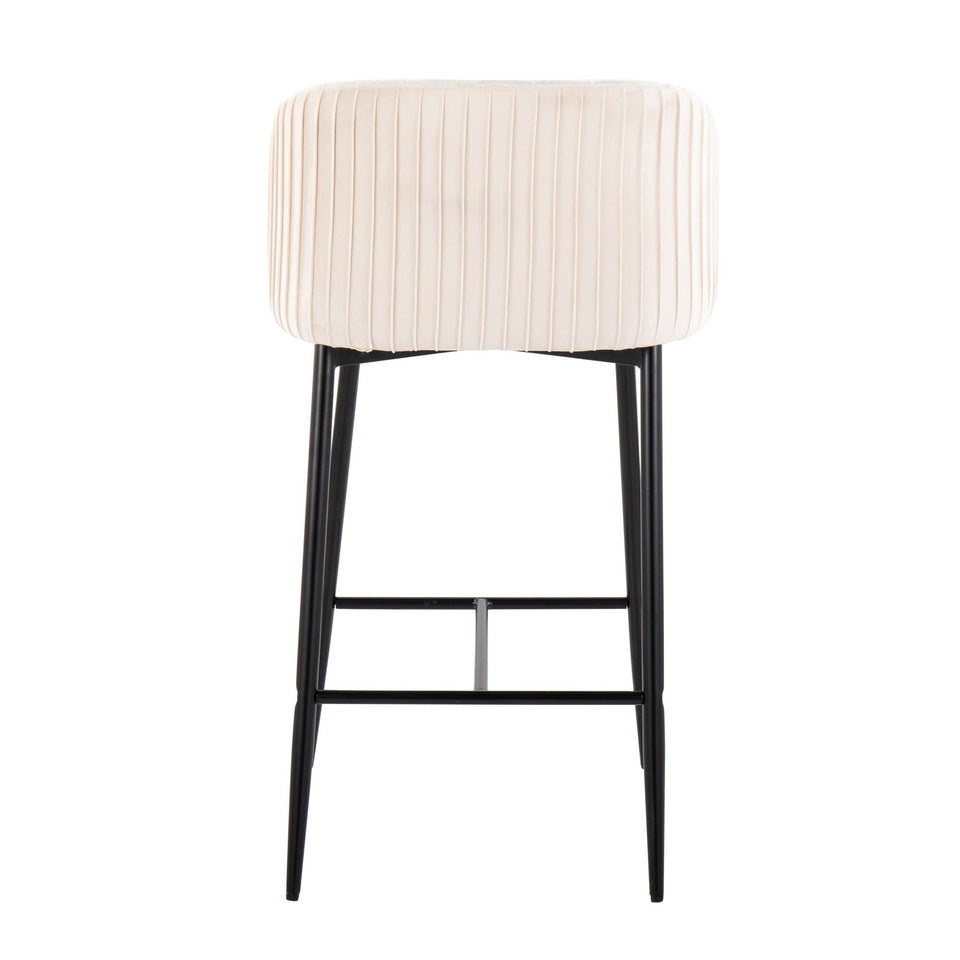 Fran Pleated 26" Fixed-Height Counter Stool - Set of 2