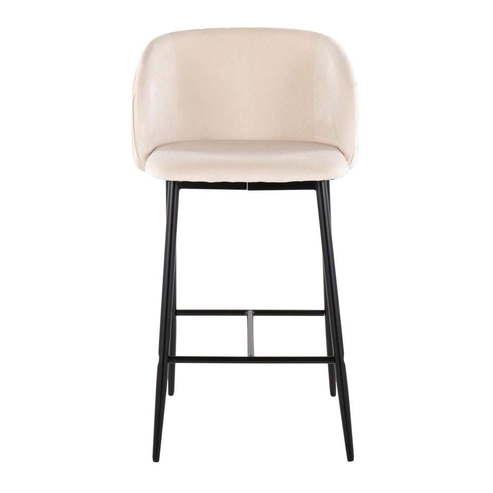 Fran Pleated 26" Fixed-Height Counter Stool - Set of 2
