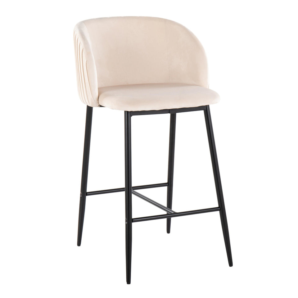 Fran Pleated 26" Fixed-Height Counter Stool - Set of 2