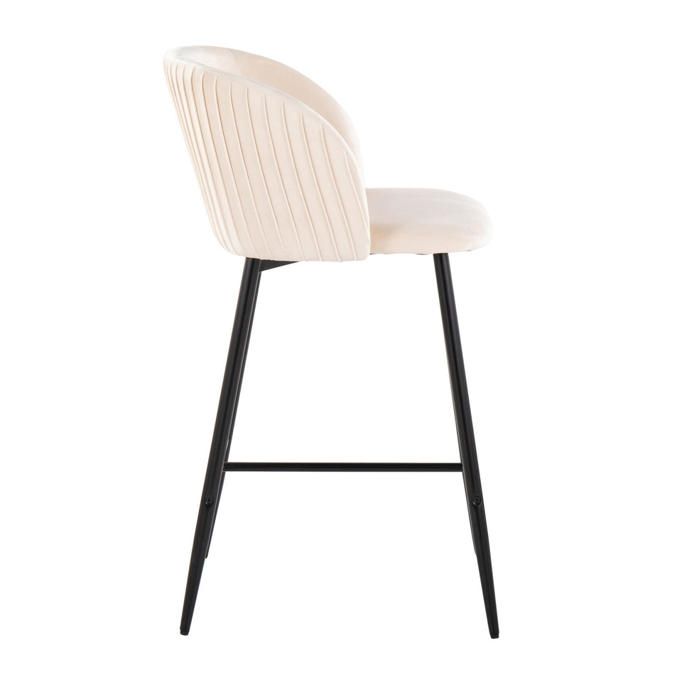 Fran Pleated 26" Fixed-Height Counter Stool - Set of 2