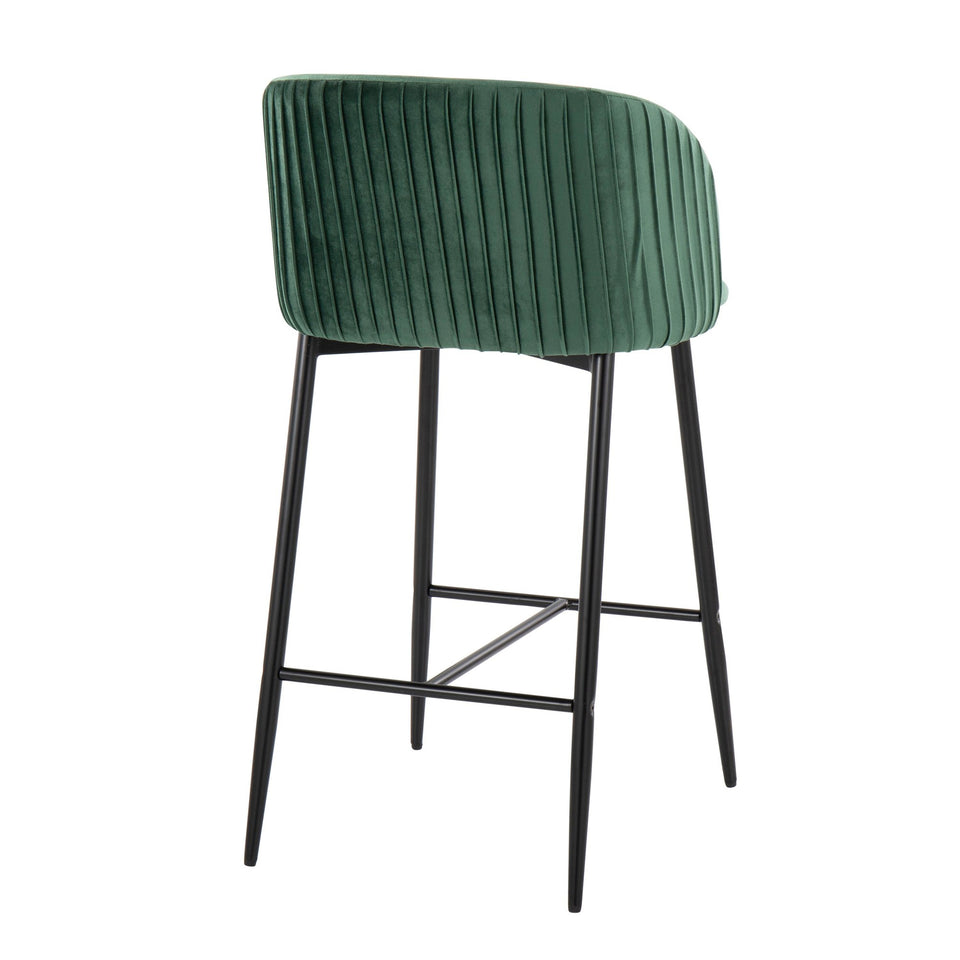 Fran Pleated 26" Fixed-Height Counter Stool - Set of 2