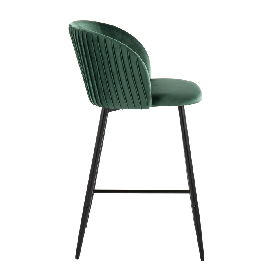 Fran Pleated 26" Fixed-Height Counter Stool - Set of 2