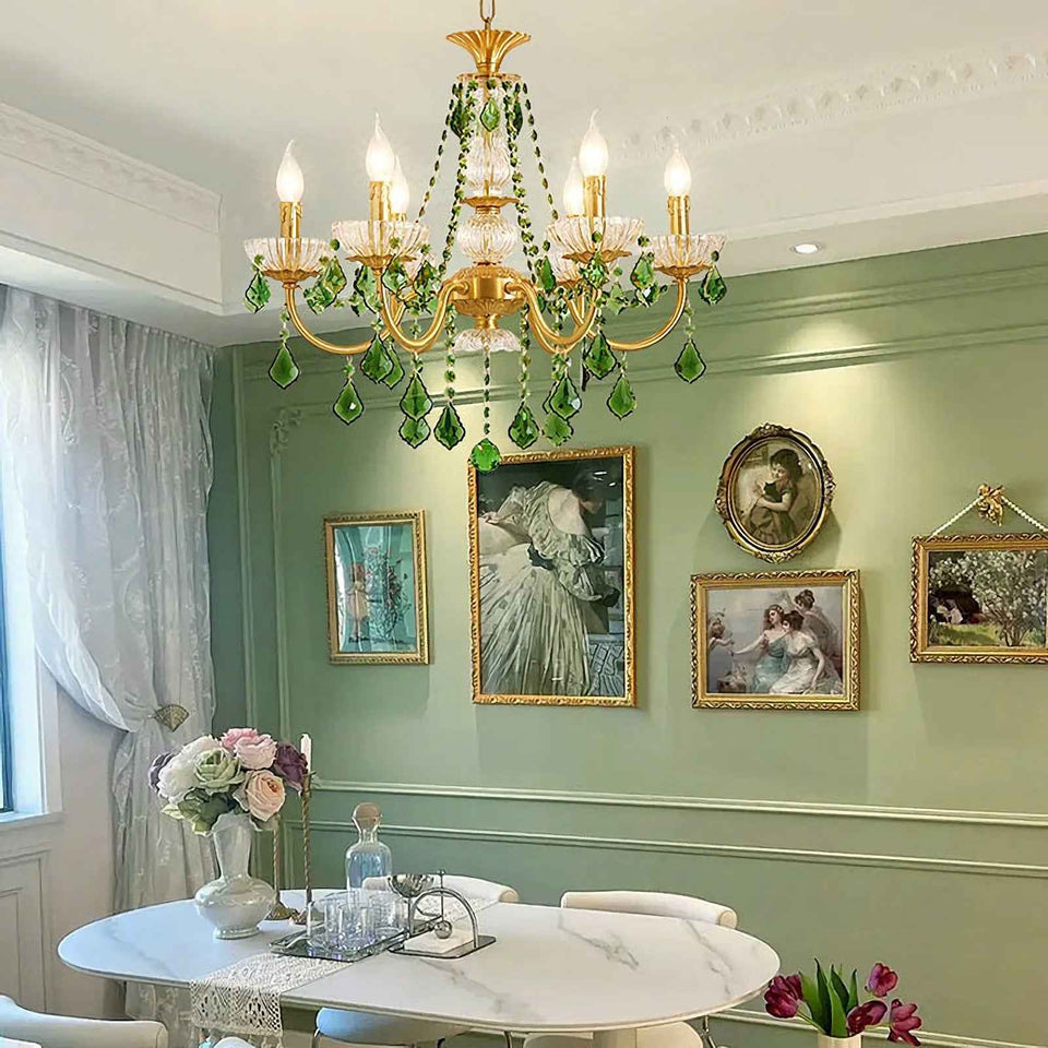 Green & Gold chandelier - back view