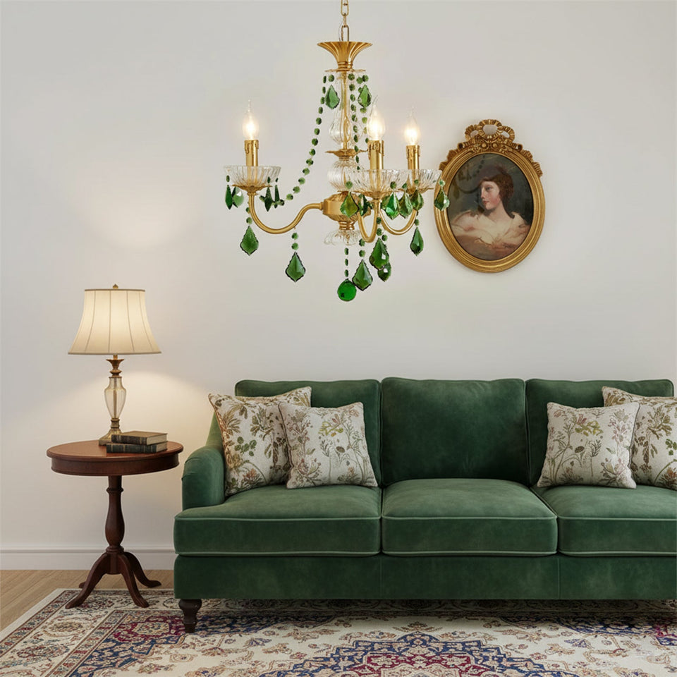 Green & Gold chandelier - top view