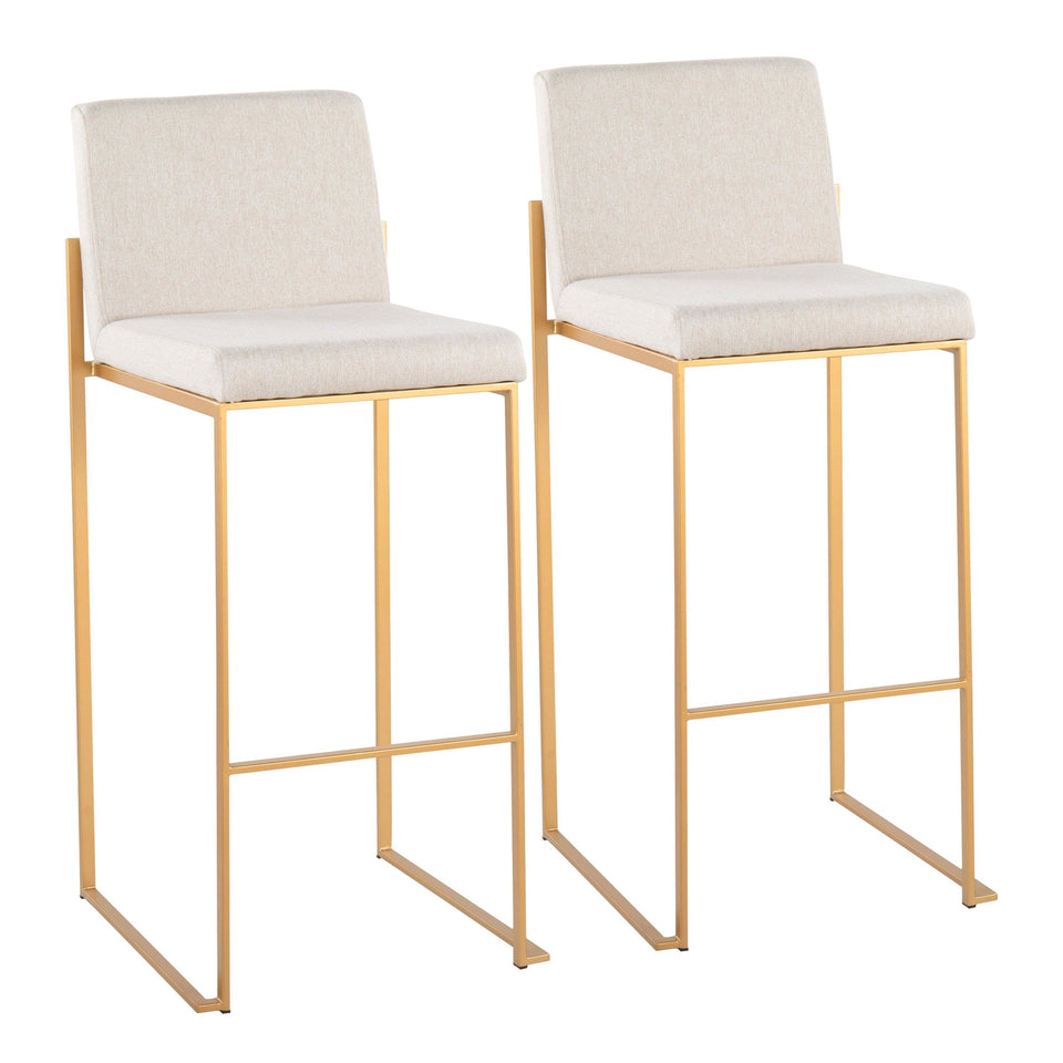 Fuji High Back 30" Fixed-Height Barstool - Set of 2