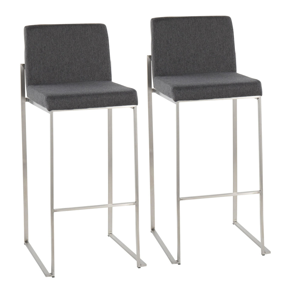 Fuji High Back 30" Fixed-Height Barstool - Set of 2