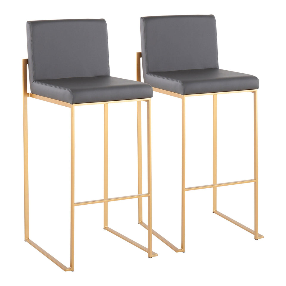 Fuji High Back 30" Fixed-Height Barstool - Set of 2
