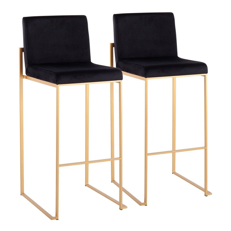 Fuji High Back 30" Fixed-Height Barstool - Set of 2