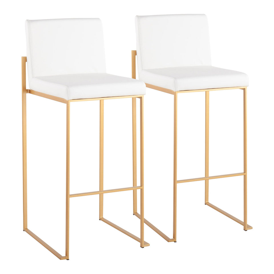 Fuji High Back 30" Fixed-Height Barstool - Set of 2