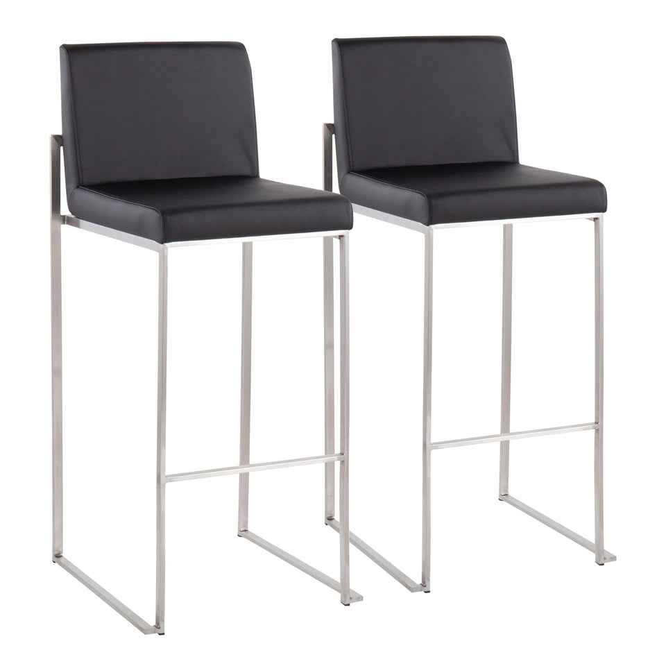 Fuji High Back 30" Fixed-Height Barstool - Set of 2