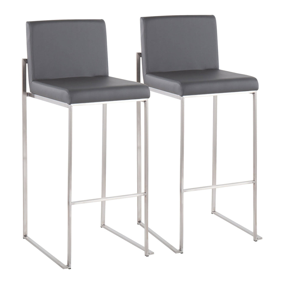Fuji High Back 30" Fixed-Height Barstool - Set of 2