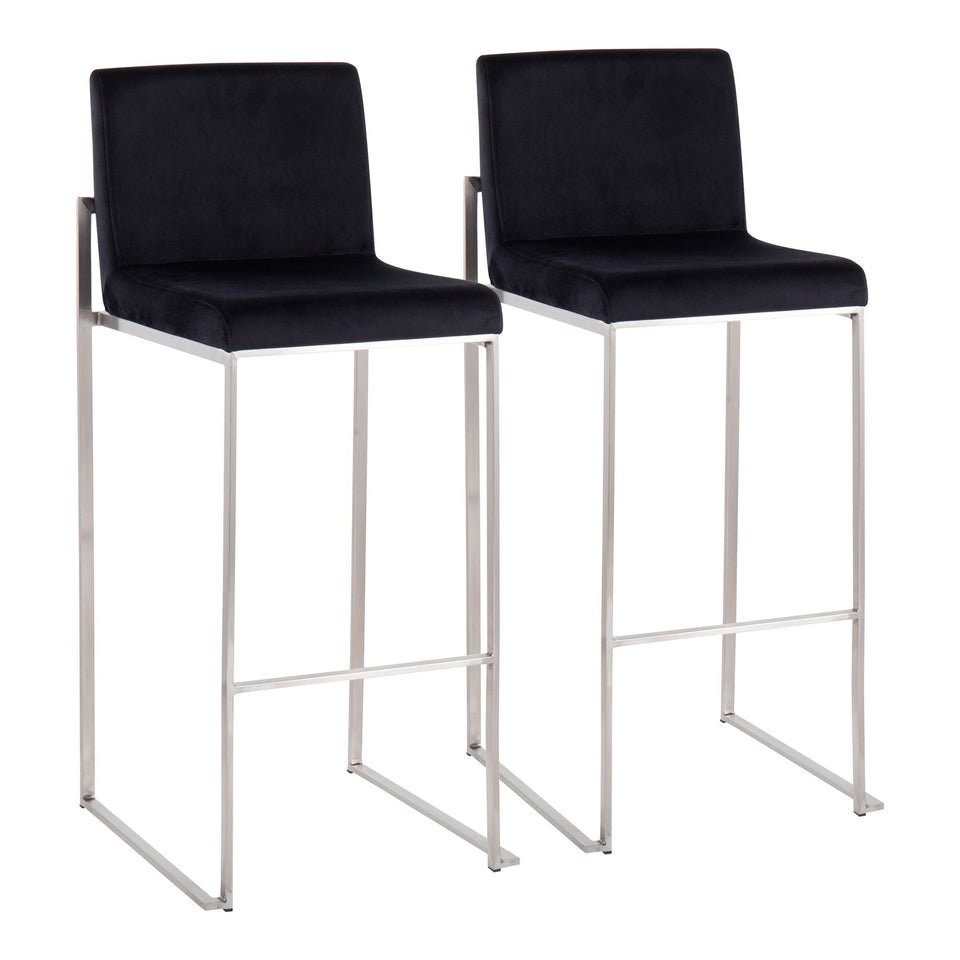 Fuji High Back 30" Fixed-Height Barstool - Set of 2