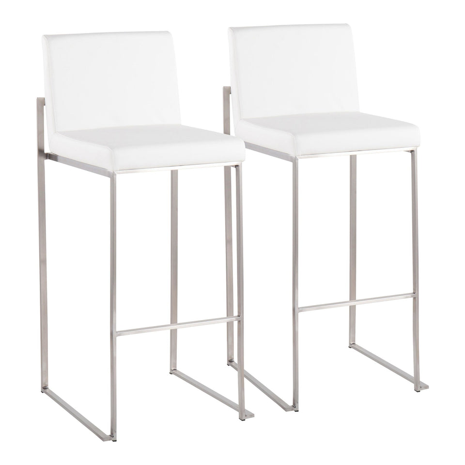 Fuji High Back 30" Fixed-Height Barstool - Set of 2