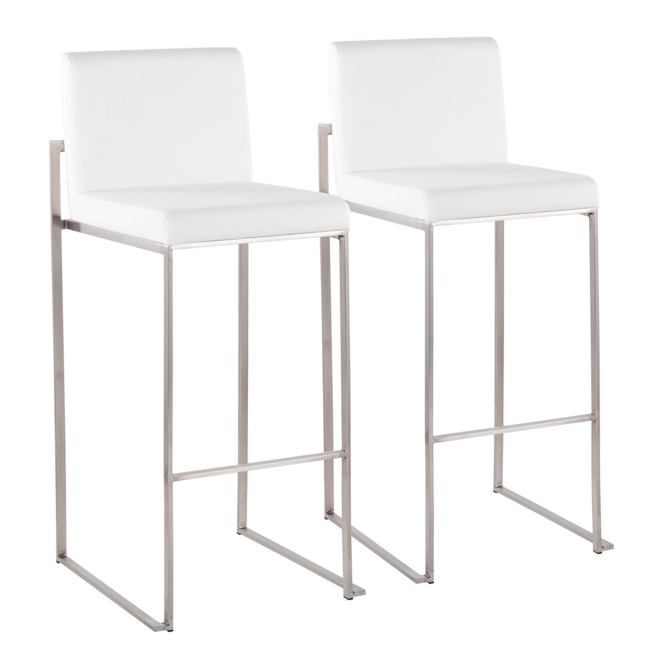 Fuji High Back 30" Fixed-Height Barstool - Set of 2