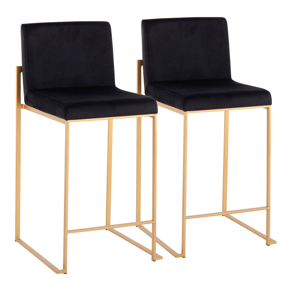 Fuji High Back 26" Fixed-Height Counter Stool - Set of 2