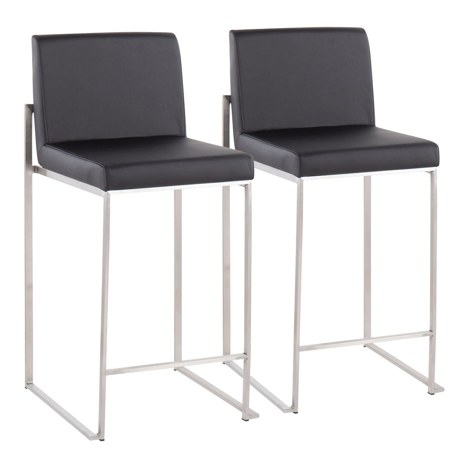Fuji High Back 26" Fixed-Height Counter Stool - Set of 2