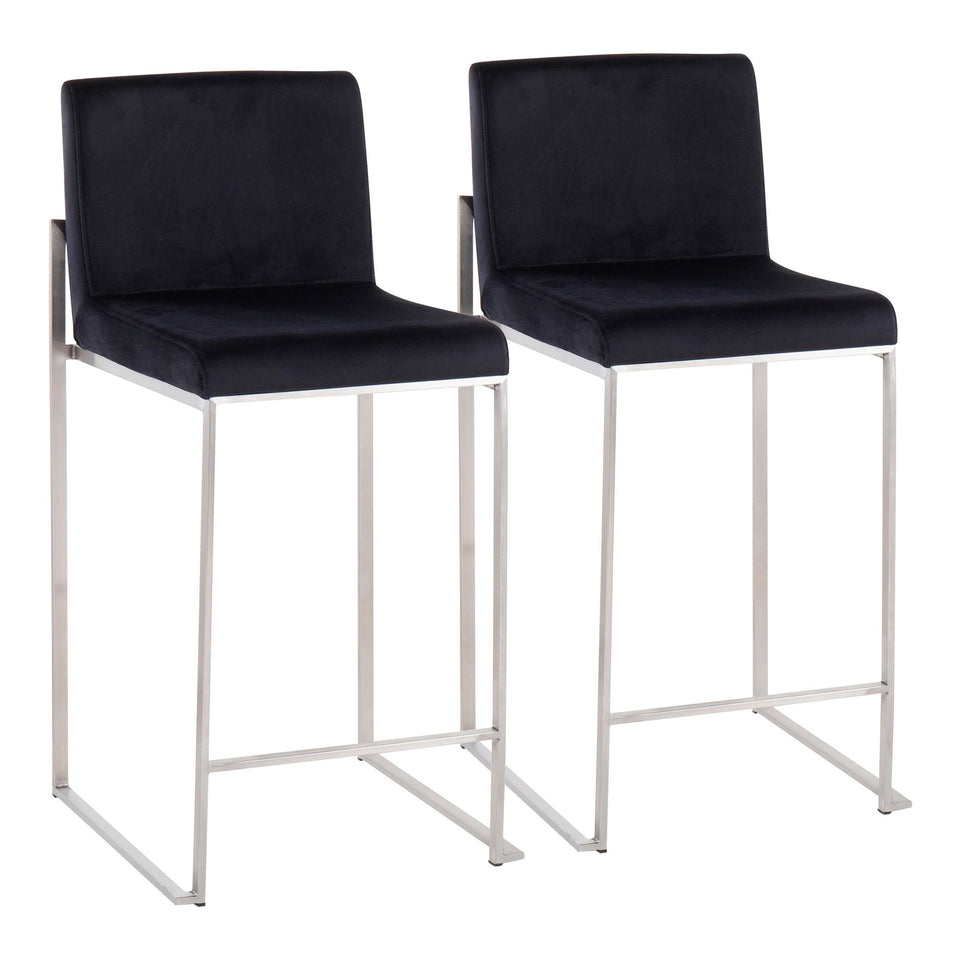 Fuji High Back 26" Fixed-Height Counter Stool - Set of 2