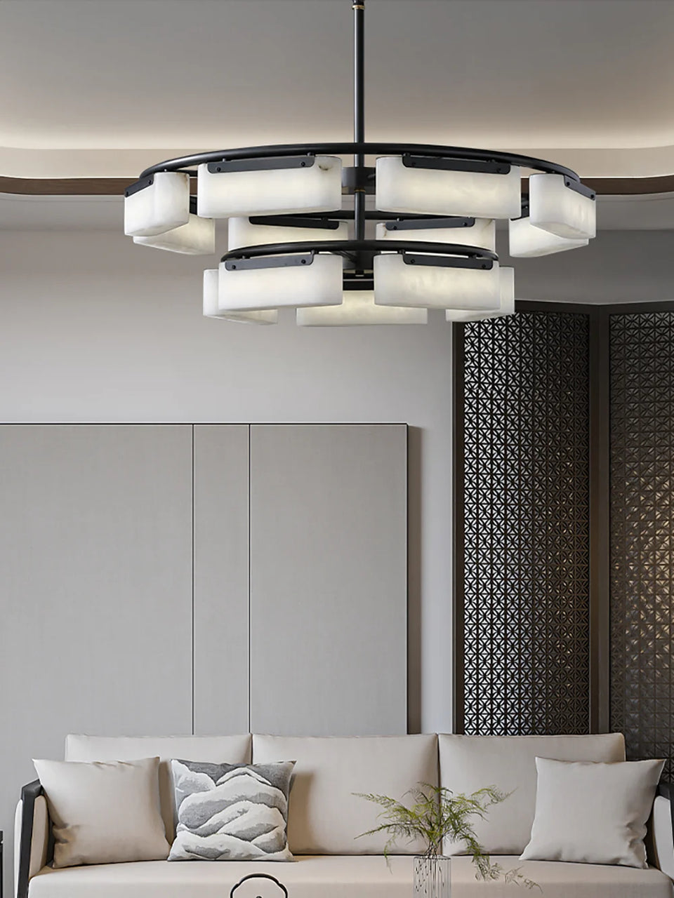 Rectangle Fusion Alabaster Chandelier