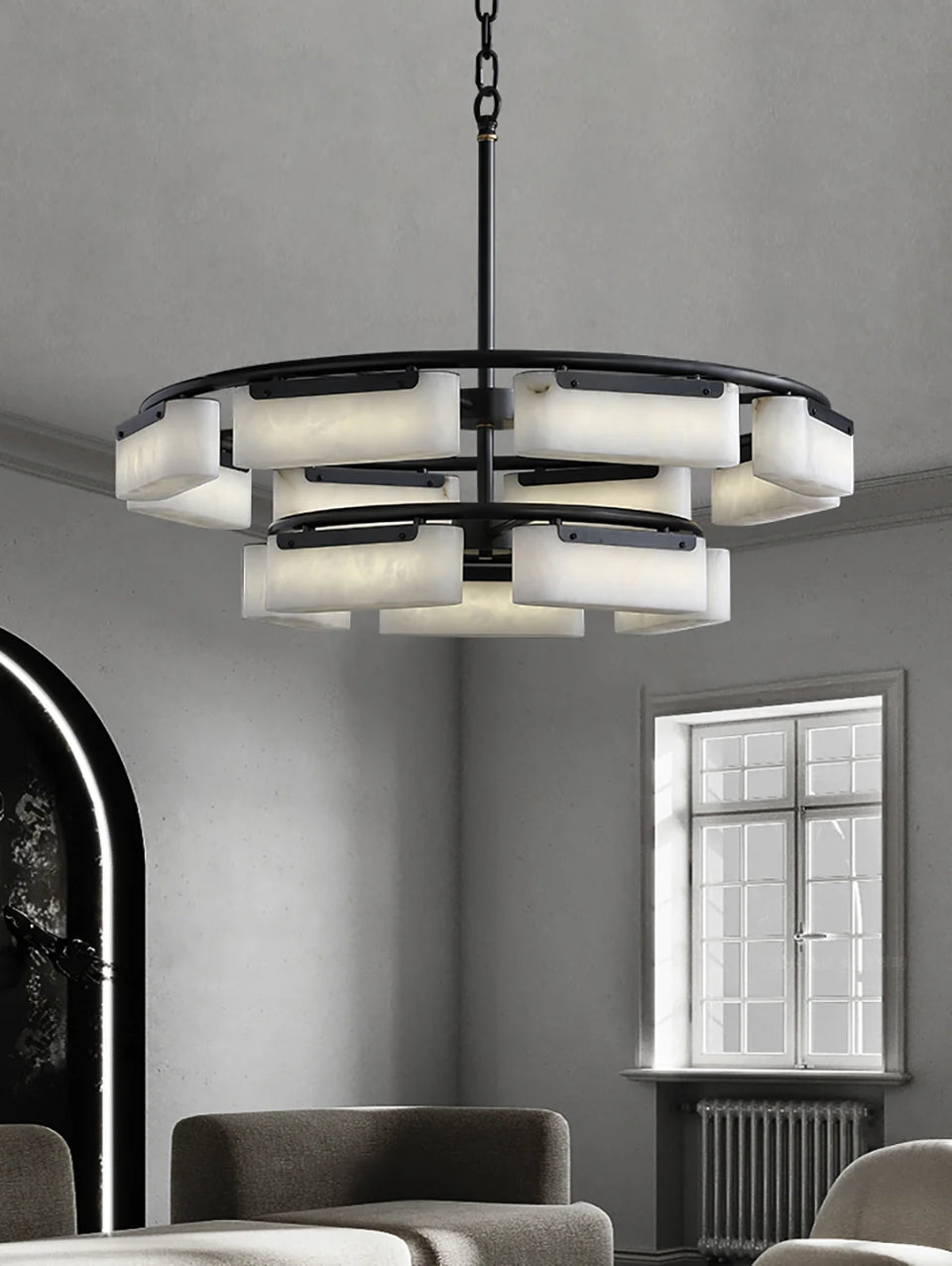 Rectangle Fusion Alabaster Chandelier