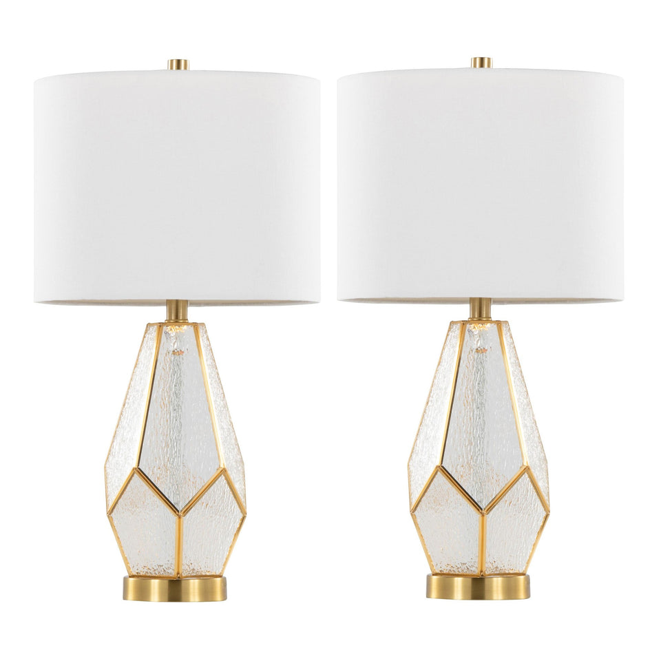 Geo Rain Glass 25" Table Lamp - Set of 2
