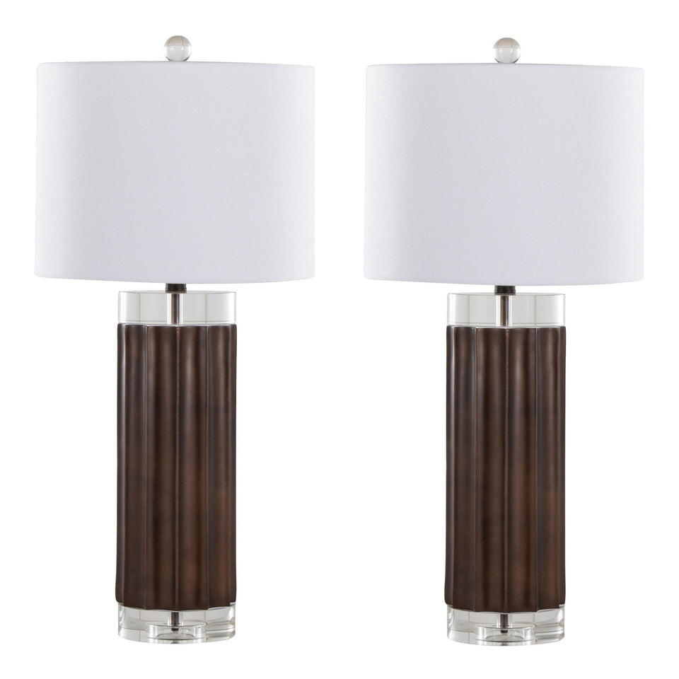 Cylinder Fluted 29.25" Polyresin Table Lamp - Set of 2