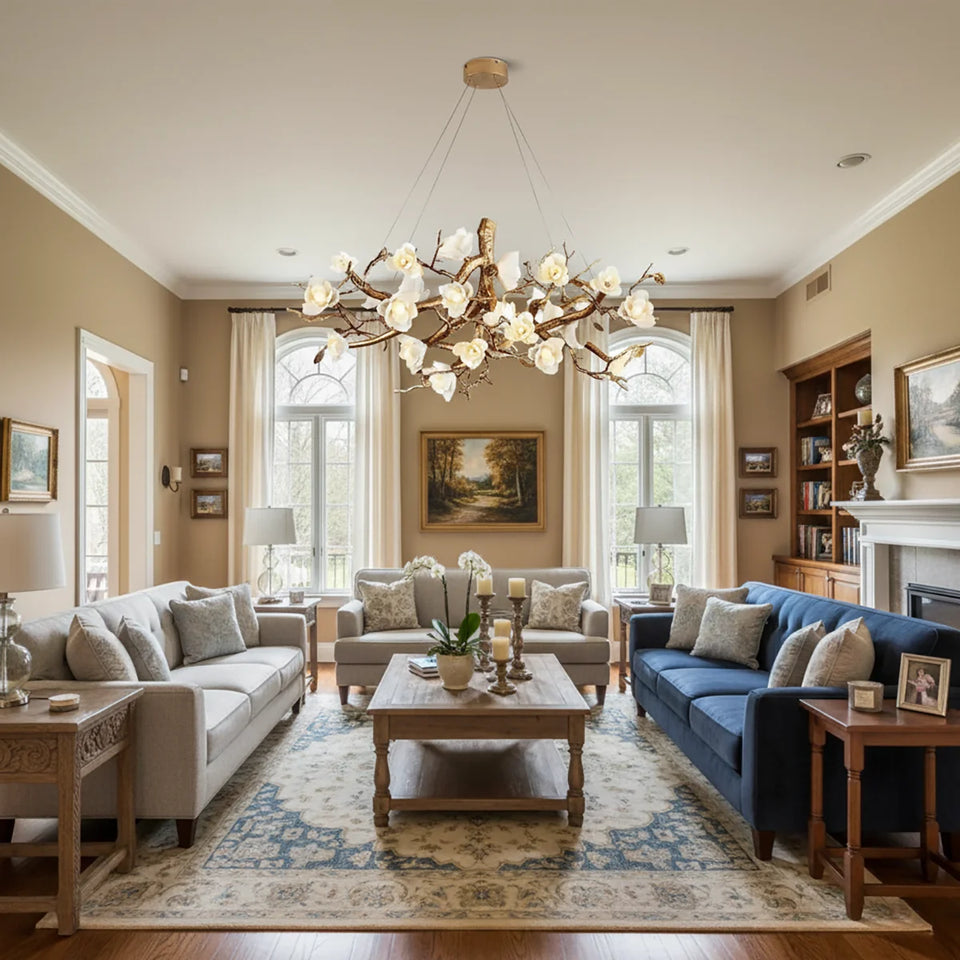 Flower Bloom Branch Brass Chandelier