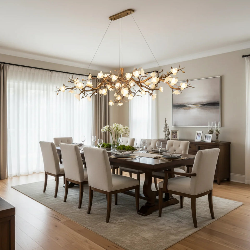 Flower Bloom Branch Brass Chandelier