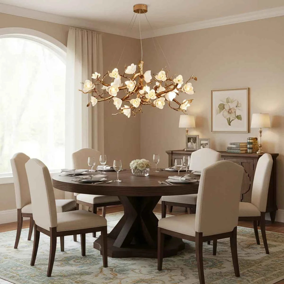 Flower Bloom Branch Brass Chandelier
