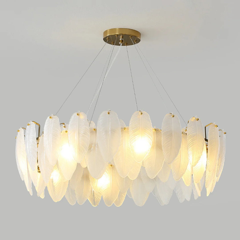Glass Frosted Feather Chandelier