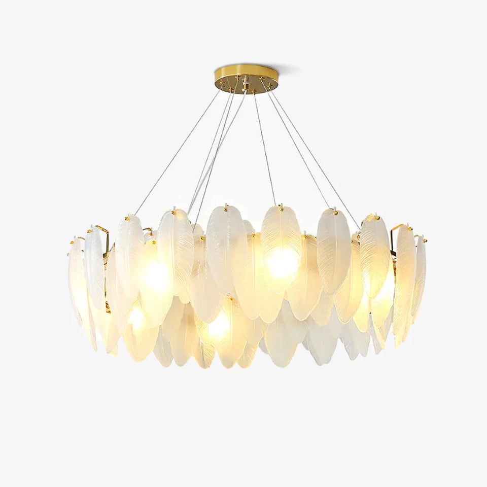 Glass Frosted Feather Chandelier