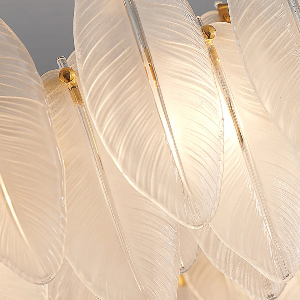 Glass Frosted Feather Chandelier