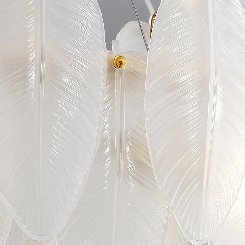 Glass Frosted Feather Chandelier