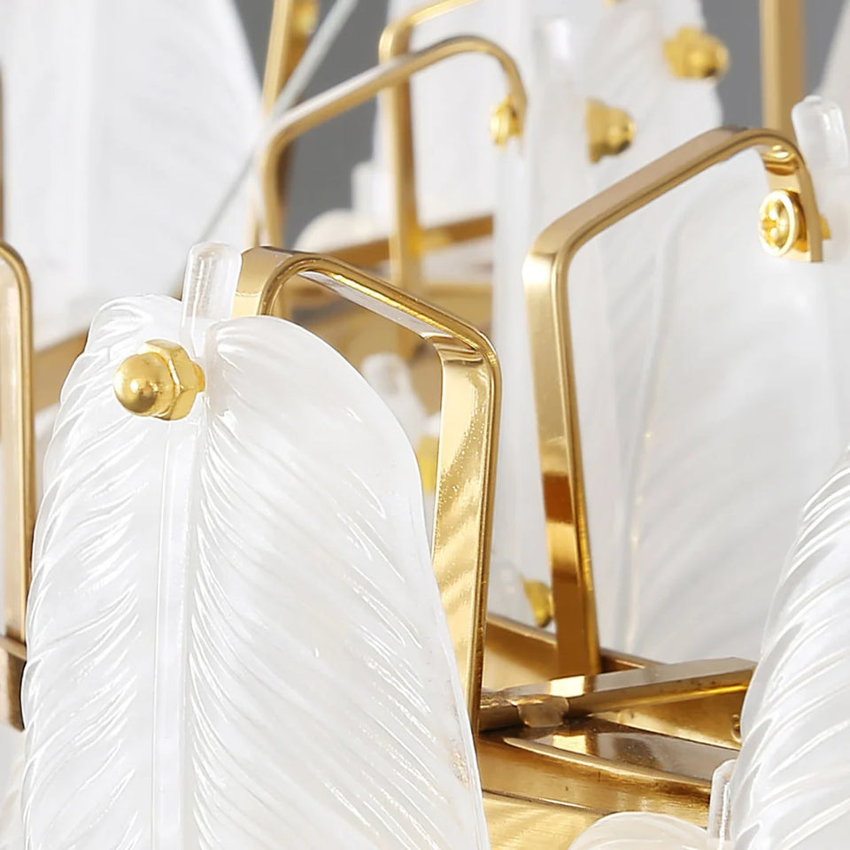 Glass Frosted Feather Chandelier