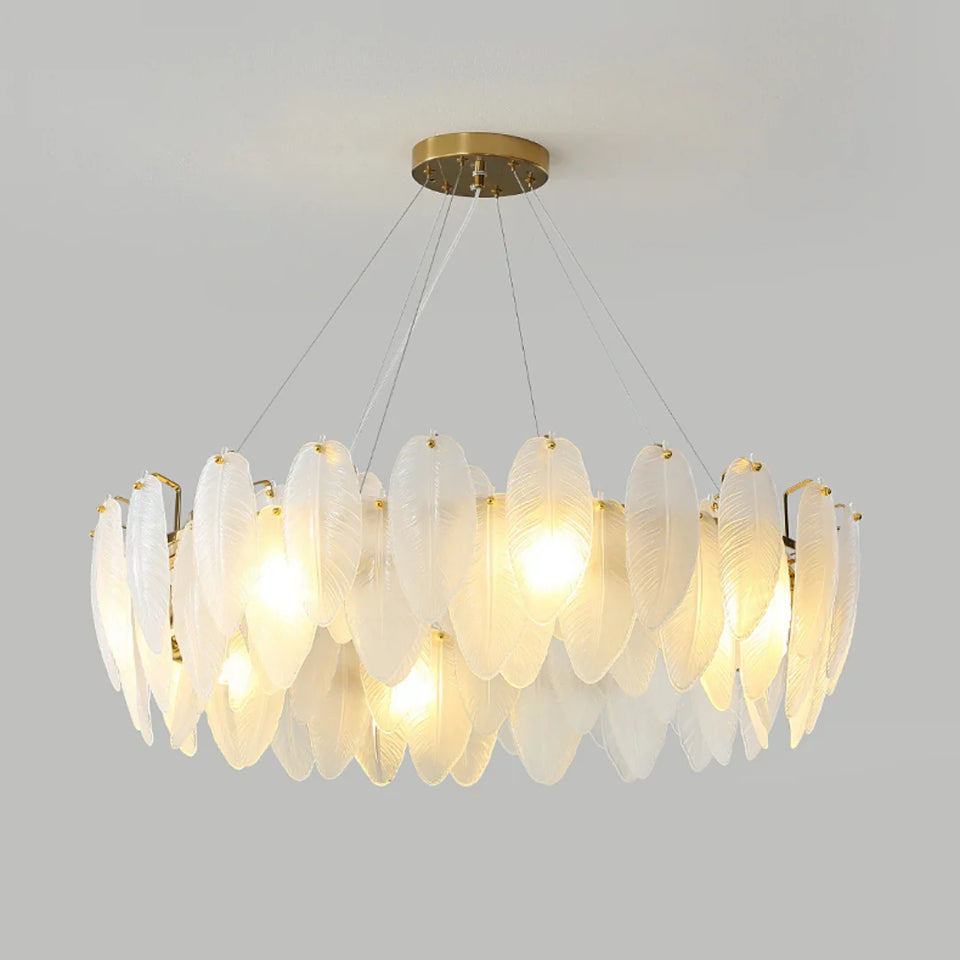 Glass Frosted Feather Chandelier
