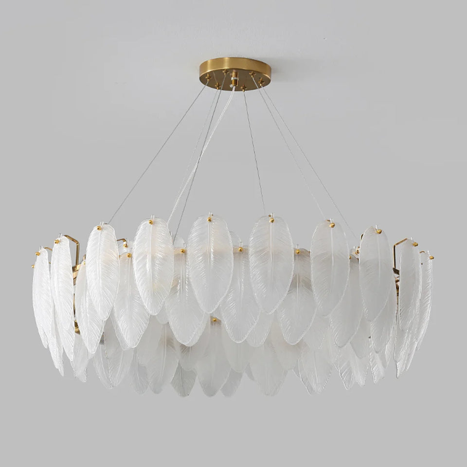 Glass Frosted Feather Chandelier