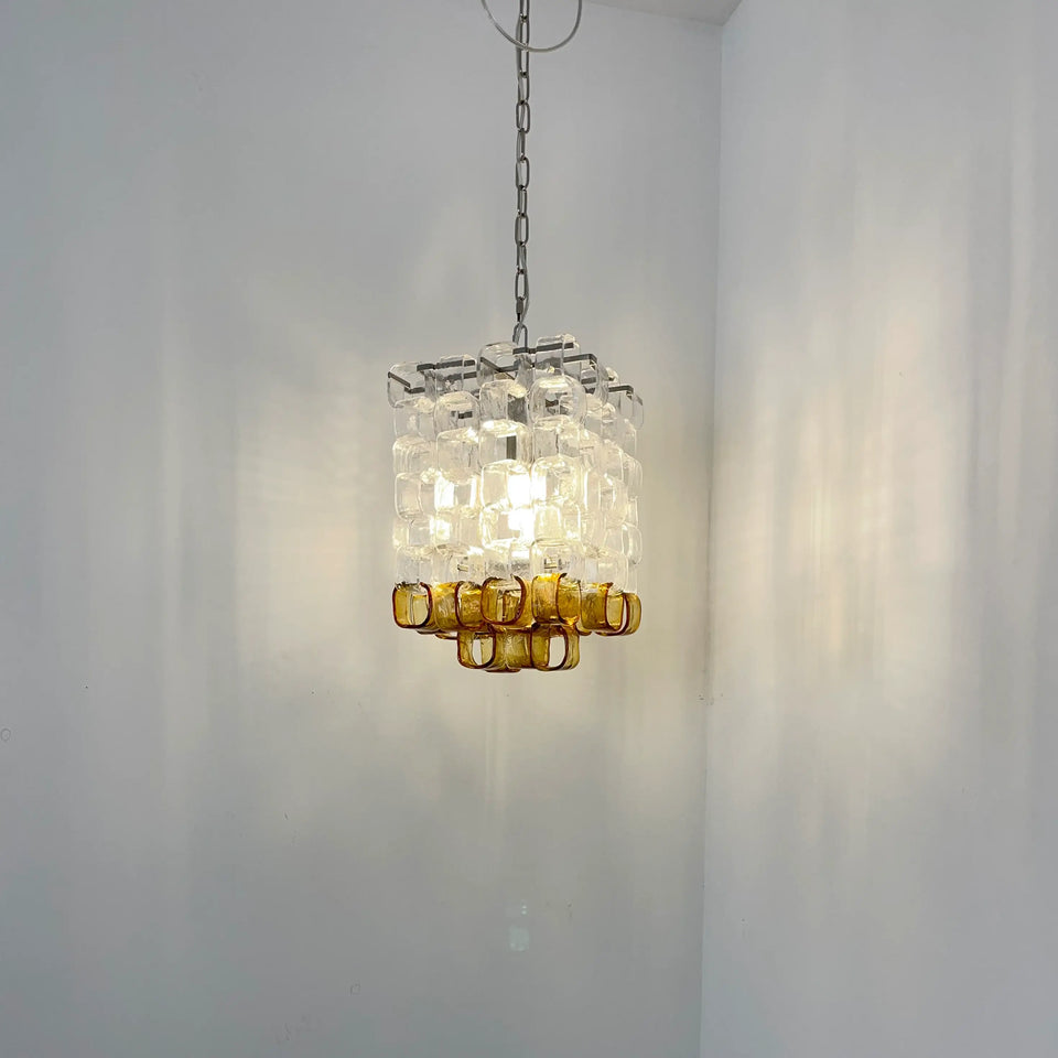 Glass Ice Cubes Transparent Amber Chandelier