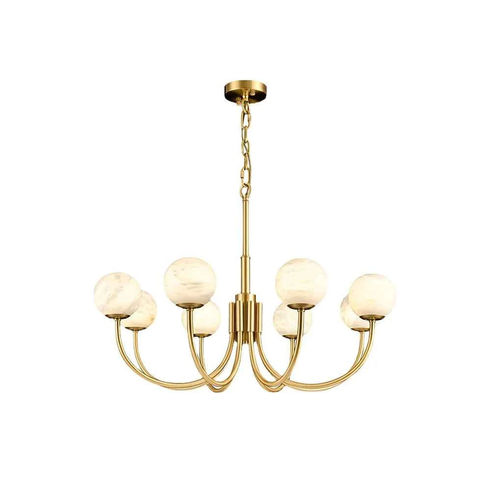 Gold Alabaster Round Chandelier