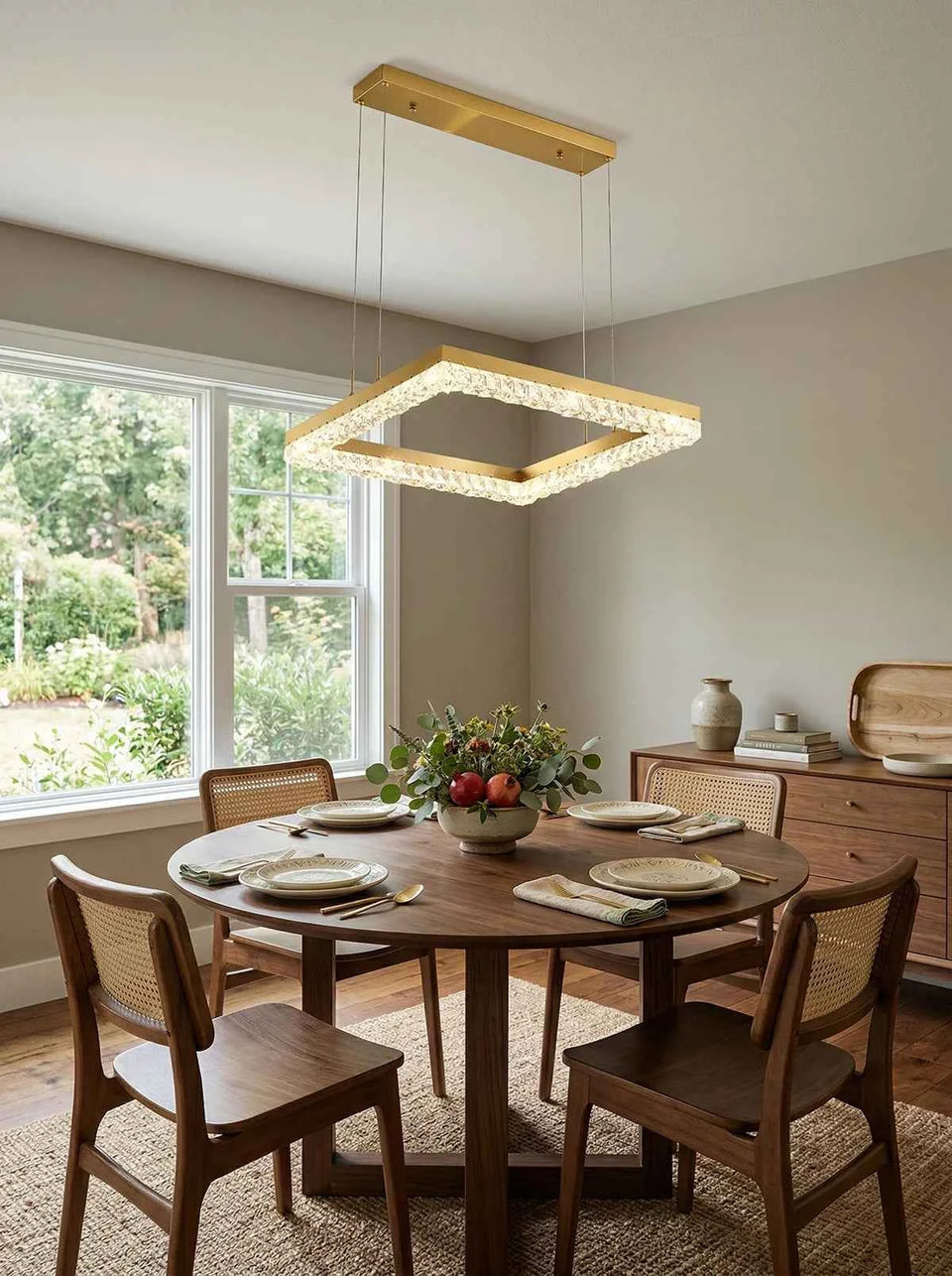 Gold Square Crystal Chandelier