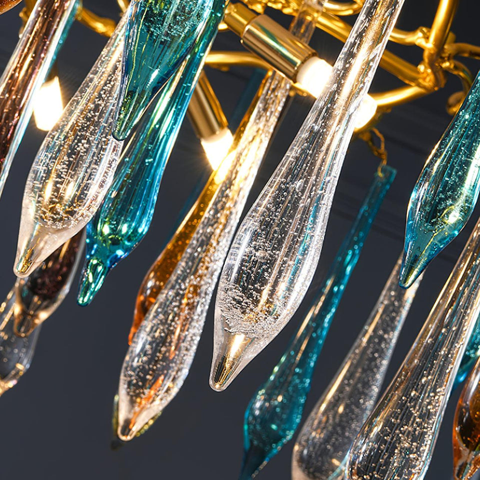 Gold Round Teardrop Chandelier