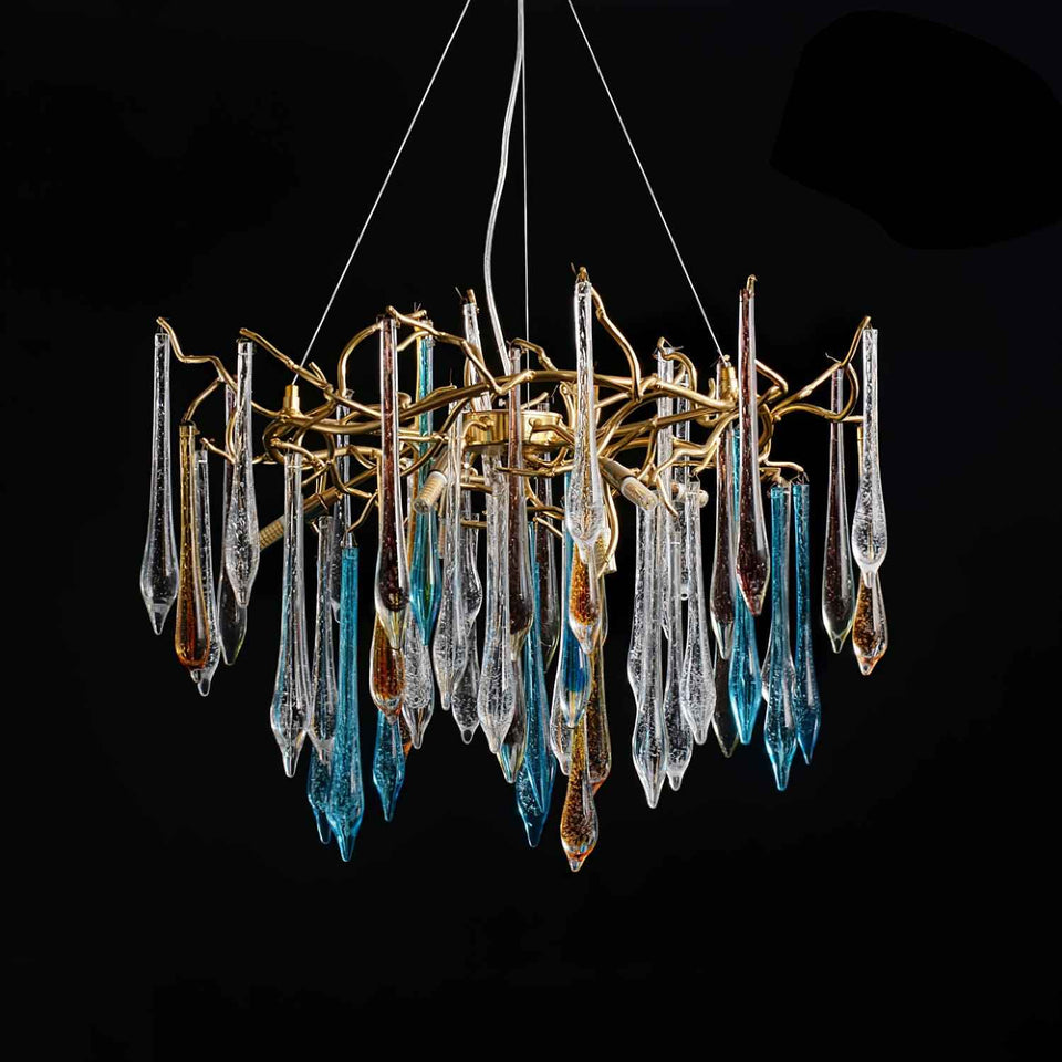 Gold Round Teardrop Chandelier