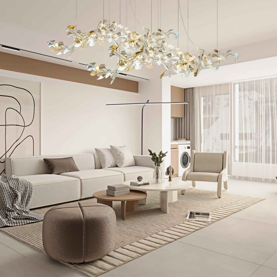 Gold White Leaves Combination Gingko Chandeliers