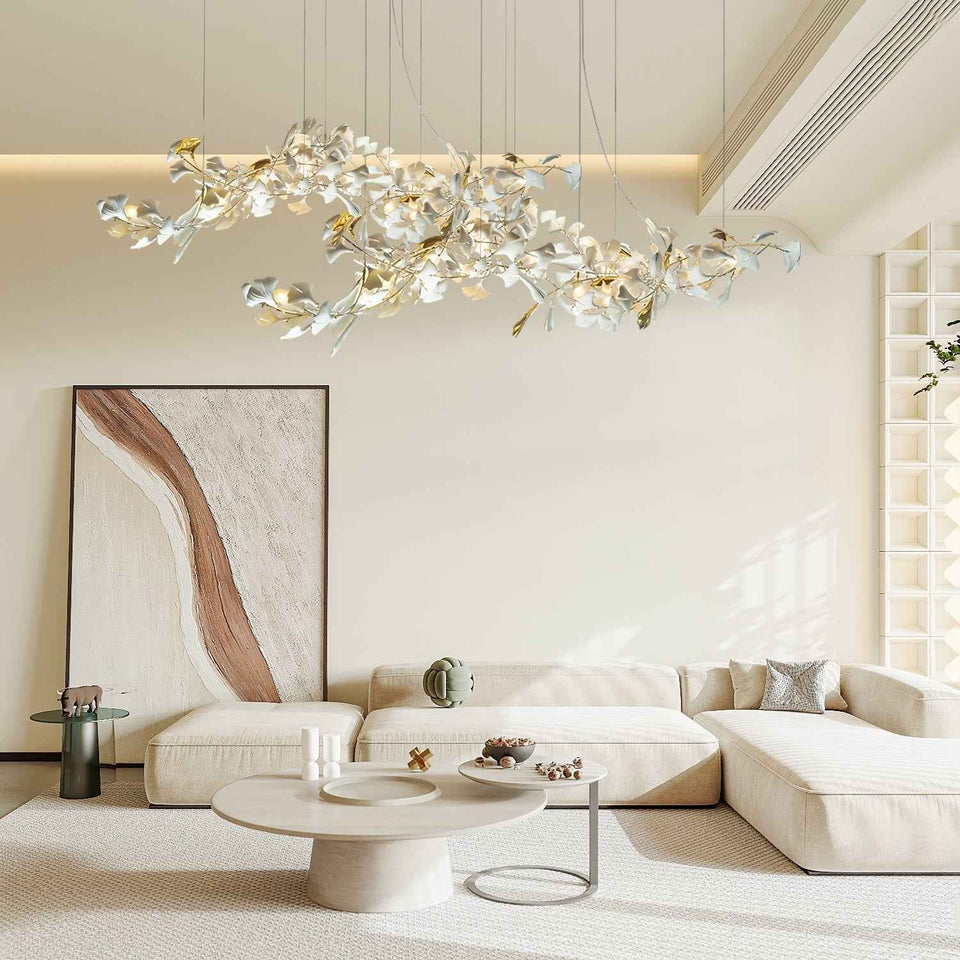 Gold White Leaves Combination Gingko Chandeliers