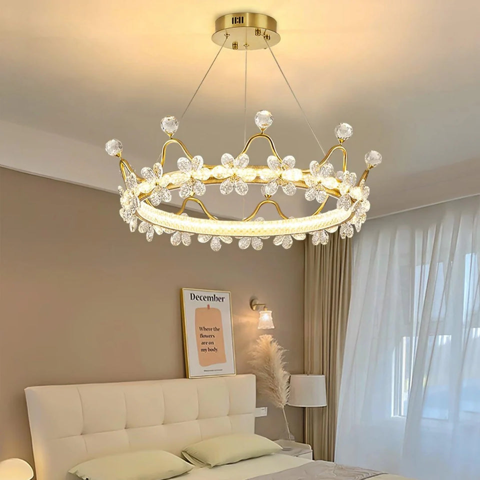 Golden Crown Garland Crystal Chandelier