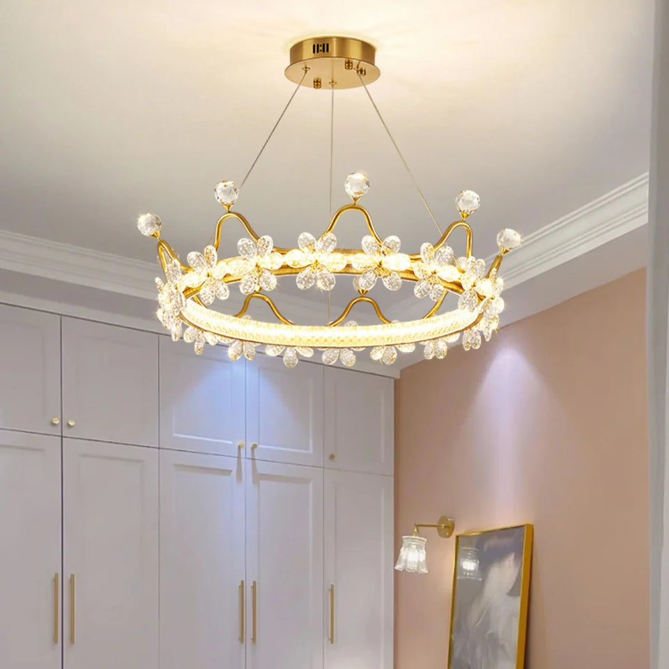 Golden Crown Garland Crystal Chandelier