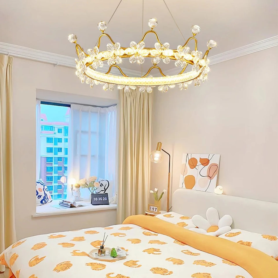 Golden Crown Garland Crystal Chandelier