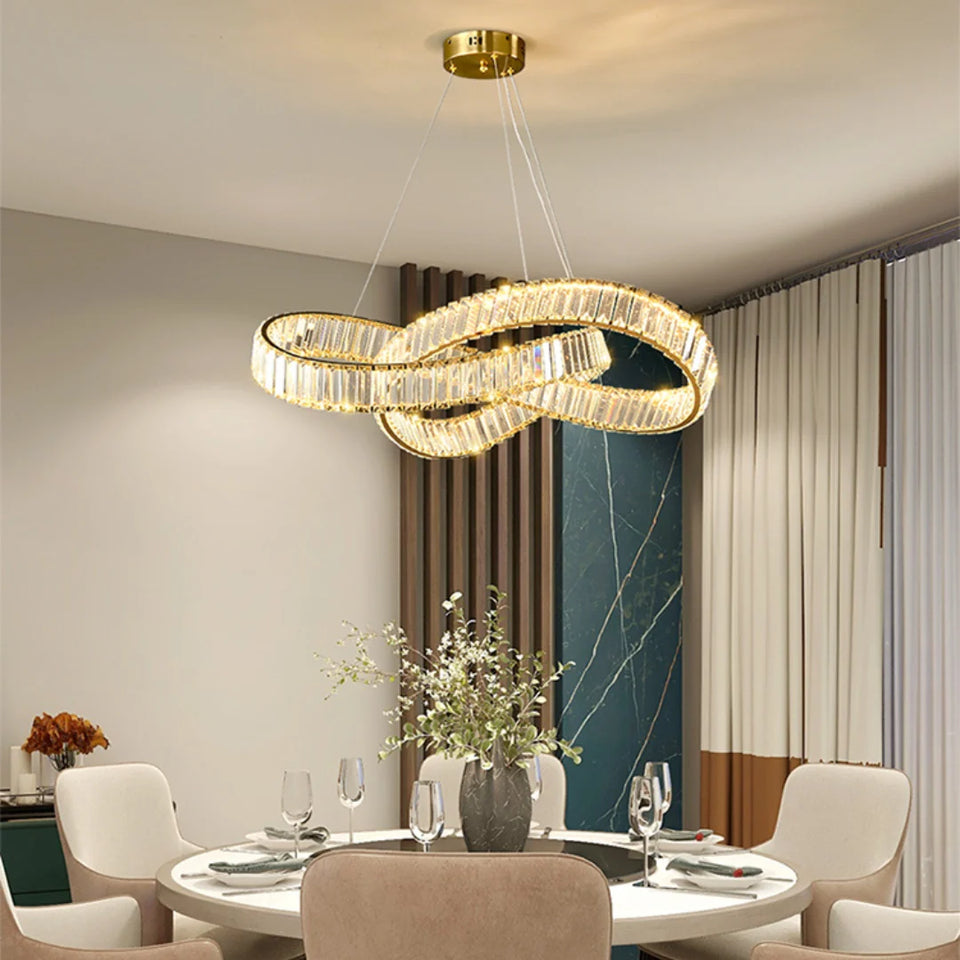 Golden Ring Round Crystal Chandelier